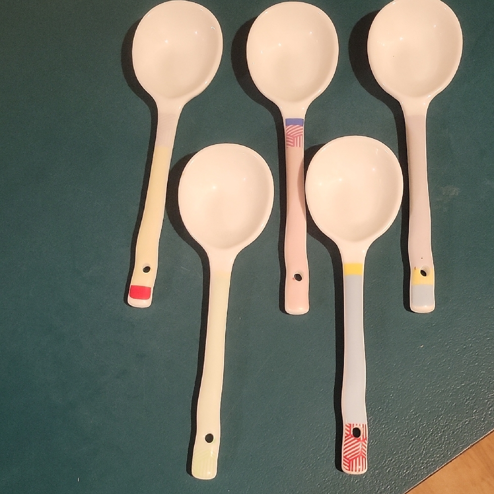 Set of 5 Colorful Ceramic Spoons
